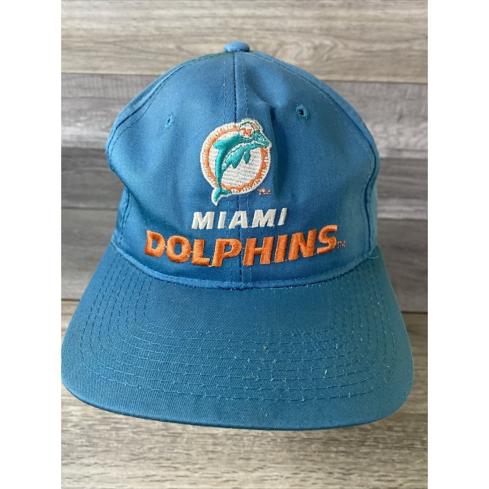 Vintage Miami‎ Dolphins Snapback Hat Teal NFL Football Retro Embroidered Cap